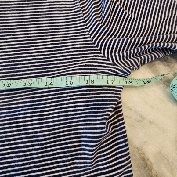 Lauren Ralph Lauren Petite Navy Striped 3/4 Sleeve Cotton Top P/L - Picture 6 of 10